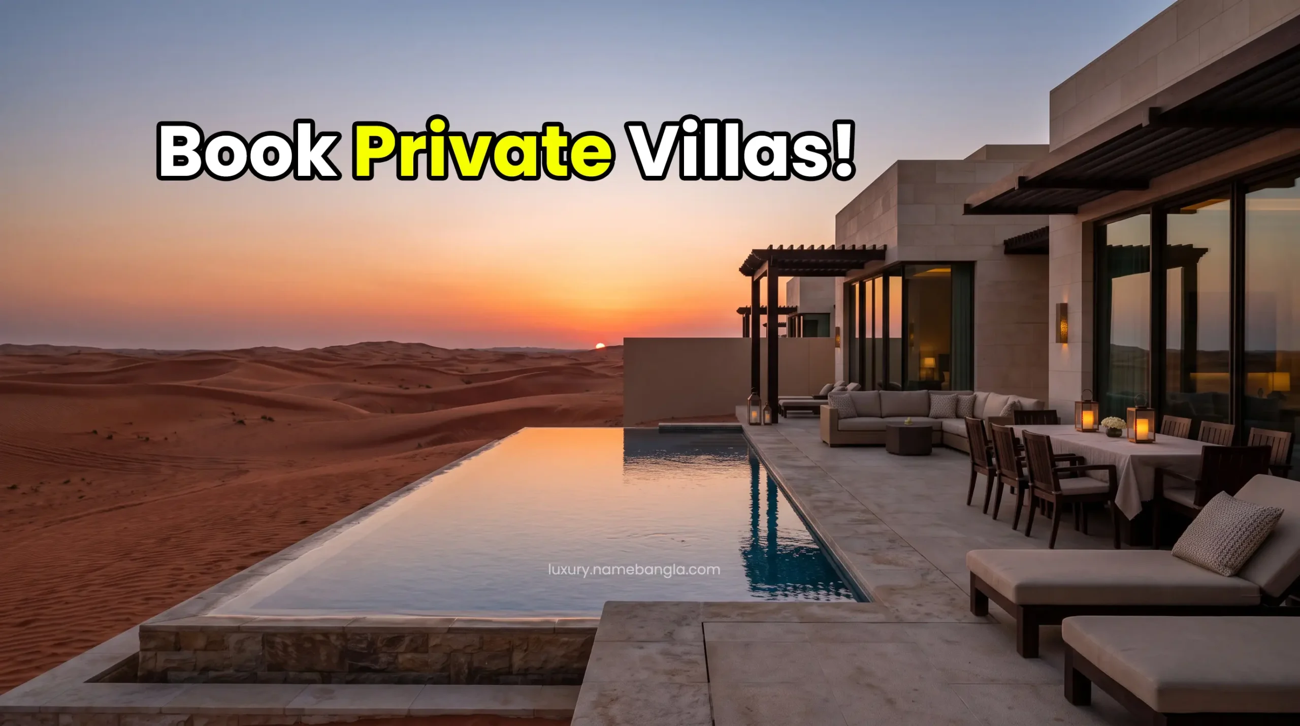 Luxury Abu Dhabi private villa rentals and premium desert safari lodges.